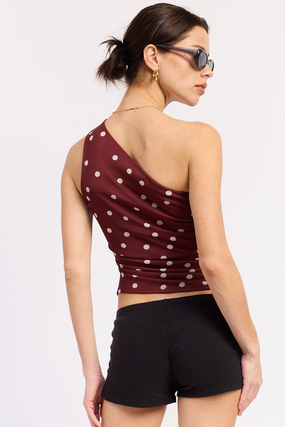 Emory Park Maya Top in Maroon Polka Dot view 3 - Maya Top Gun