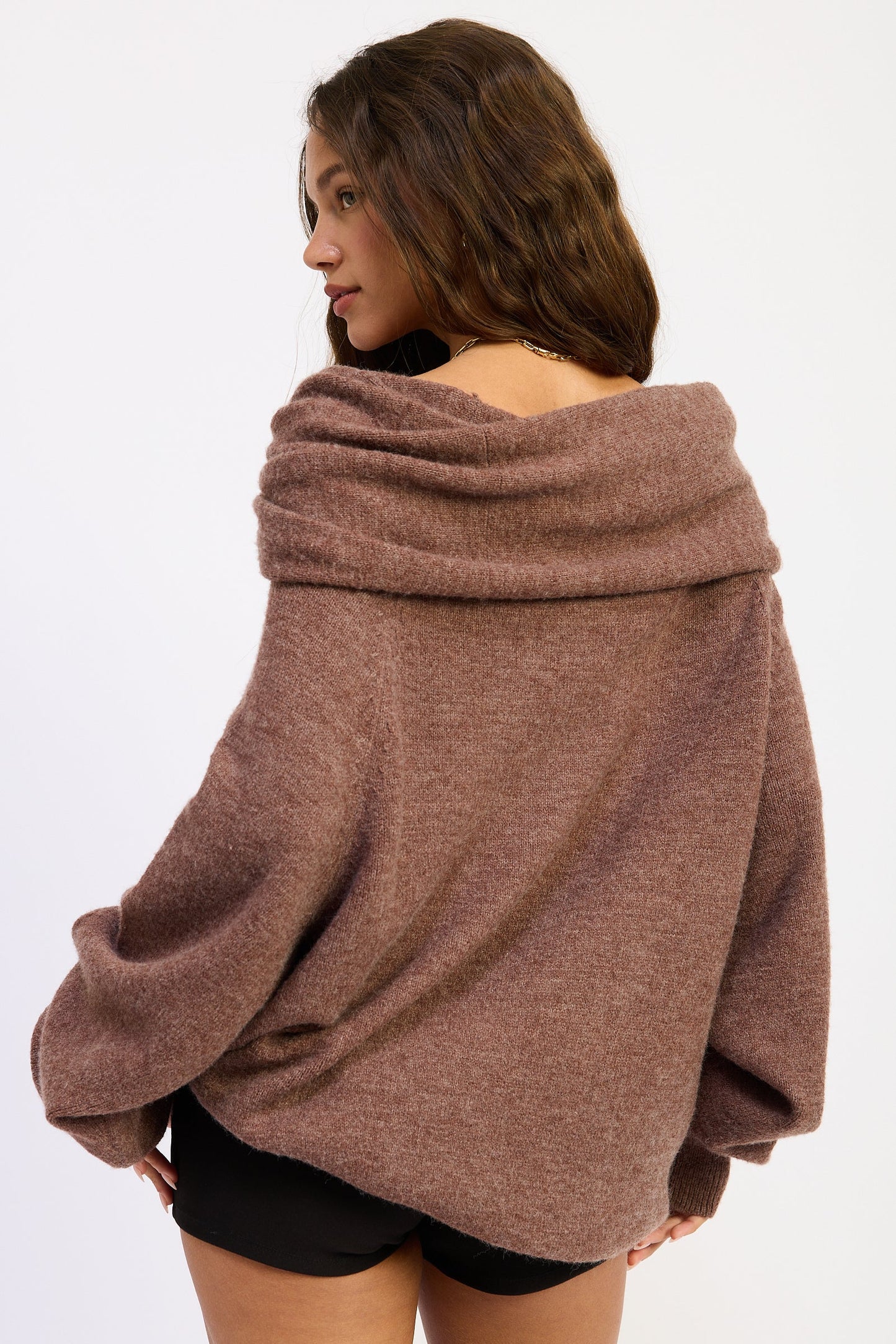 Emory Park Nadia Sweater in Chocolate view 3 - Reformation Nadia Sweater (top)