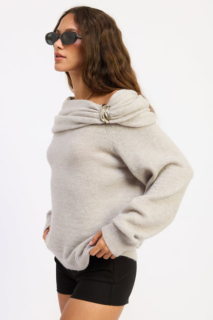 Emory Park Nadia Sweater in Grey view 6 - Reformation Nadia Sweater (top)