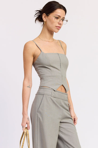 Emory Park Natalie Vest Top in Charcoal view 2 - Natalie Top Gun