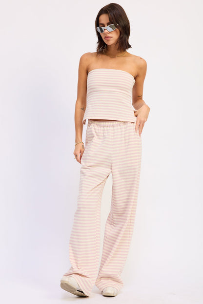 Emory Park Nerina Tube Top in Avocado Ivory Stripe view 4