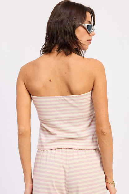 Emory Park Nerina Tube Top in Pink Ivory Stripe view 3