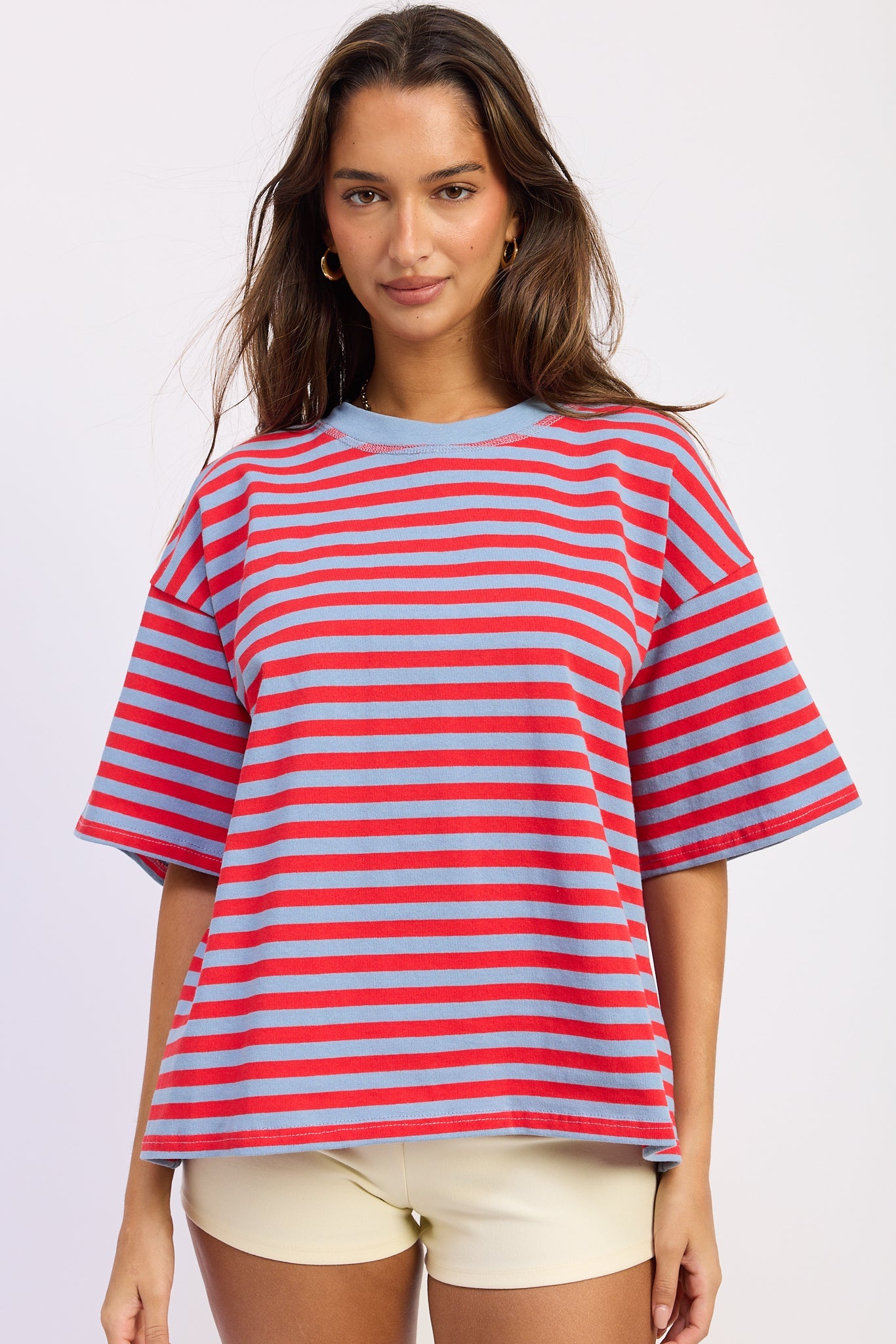 Emory Park Nerissa Oversized Top in Dusty Blue Red view 5 - Relaxed Fit
