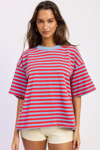 Emory Park Nerissa Oversized Top in Dusty Blue Red view 5 - Relaxed Fit