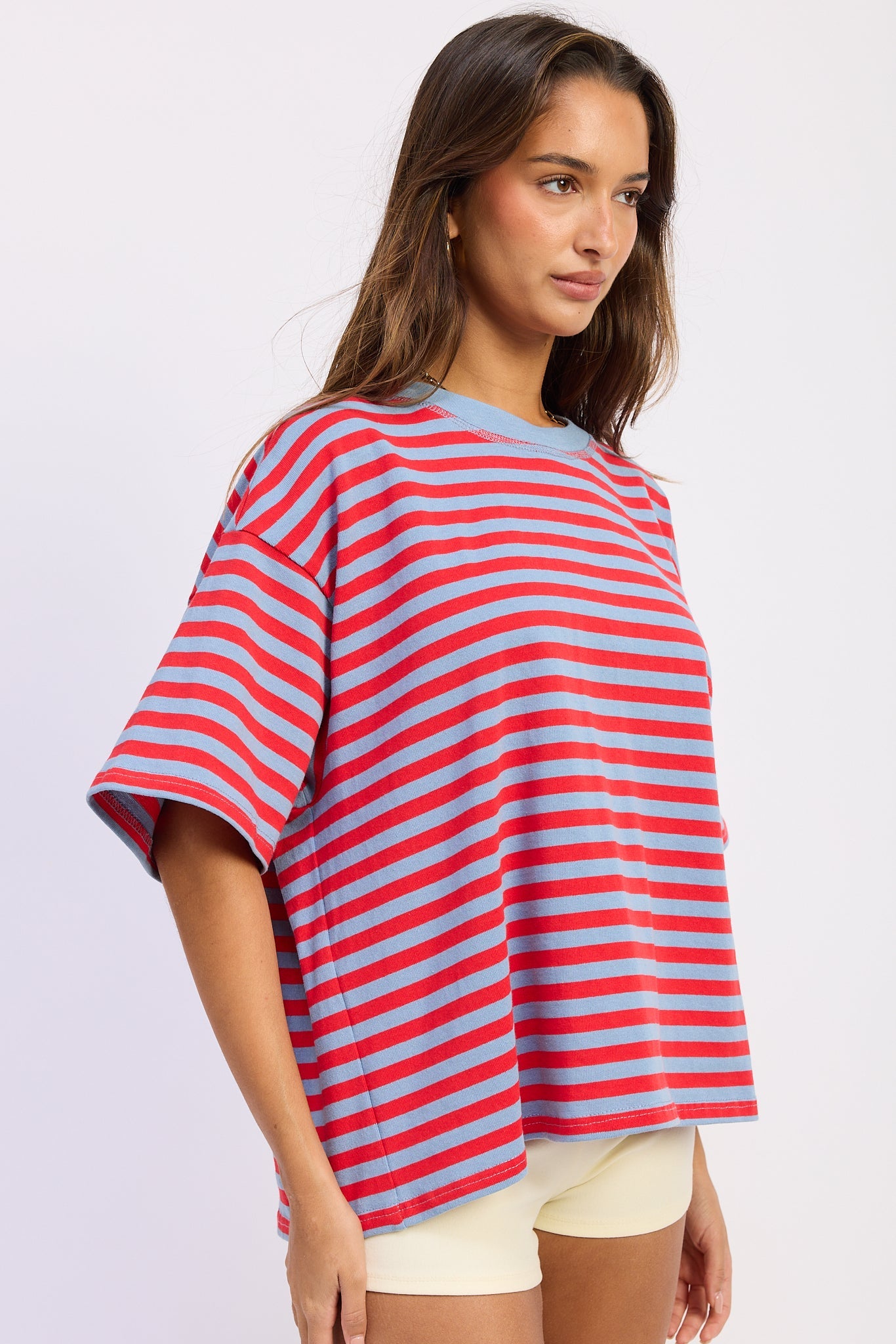 Emory Park Nerissa Oversized Top in Dusty Blue Red view 6 - Relaxed Fit