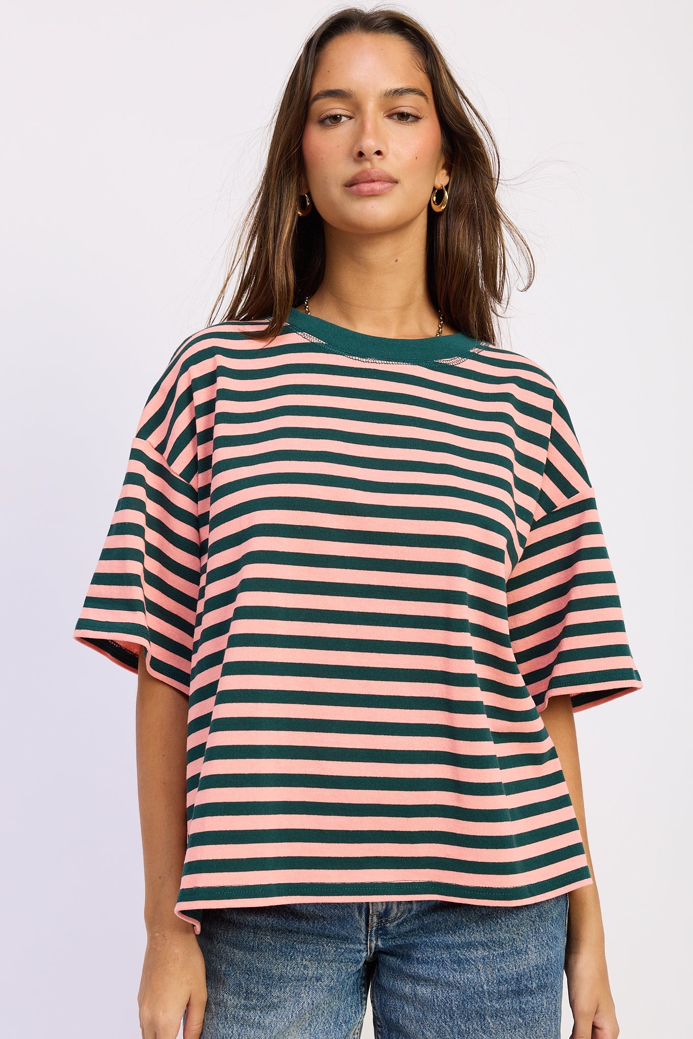 Emory Park Nerissa Oversized Top in Pink Green - Relaxed Fit