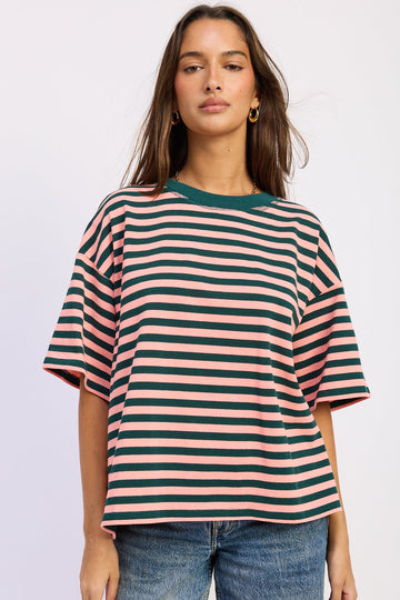 Emory Park Nerissa Oversized Top in Pink Green - Relaxed Fit