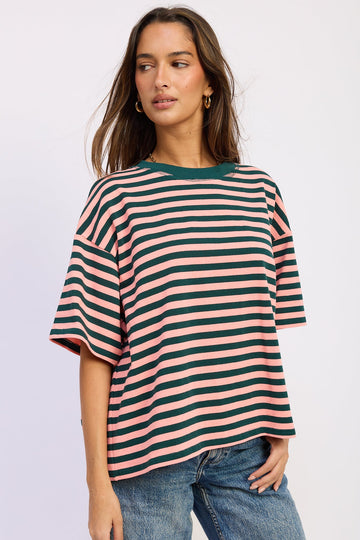 Emory Park Nerissa Oversized Top in Pink Green view 2 - Relaxed Fit