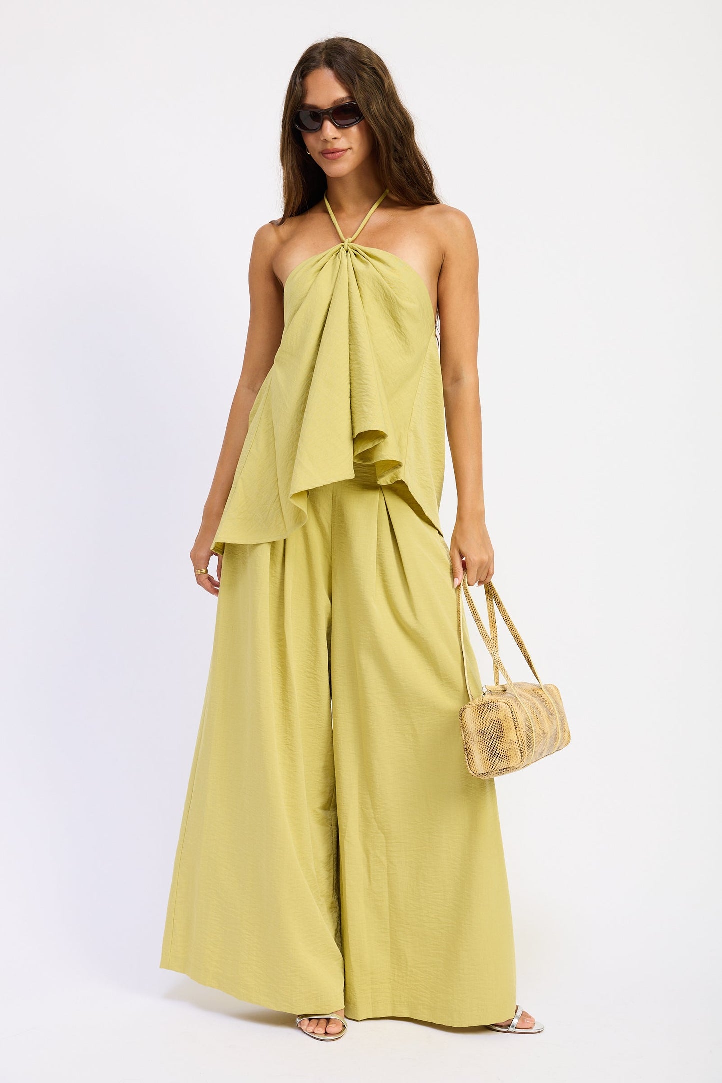 Emory Park Nora Wide Leg Pants in Avocado view 11 - Nora Wide Media (bottom)