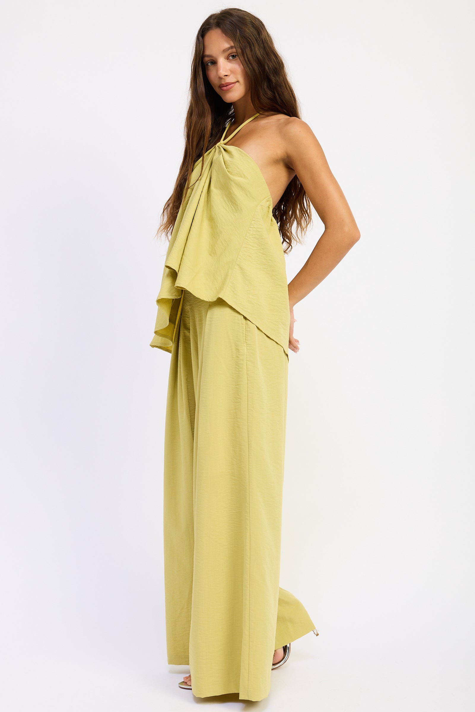 Emory Park Nora Wide Leg Pants in Avocado view 12 - Nora Wide Media (bottom)