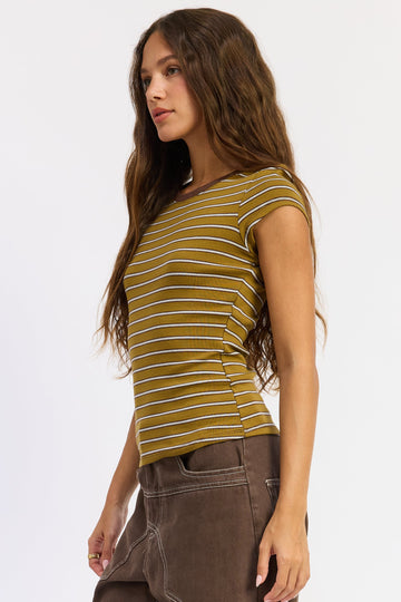 Emory Park Nyree Top in Ivory Stripe view 2