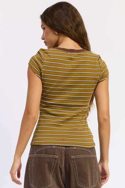 Emory Park Nyree Top in Ivory Stripe view 3