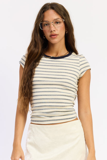 Emory Park Nyree Top in Olive Stripe view 5