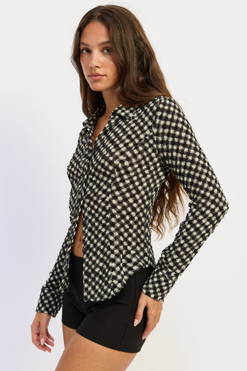 Emory Park Opaline Button up Top in Black Gingham view 2 - Button Top