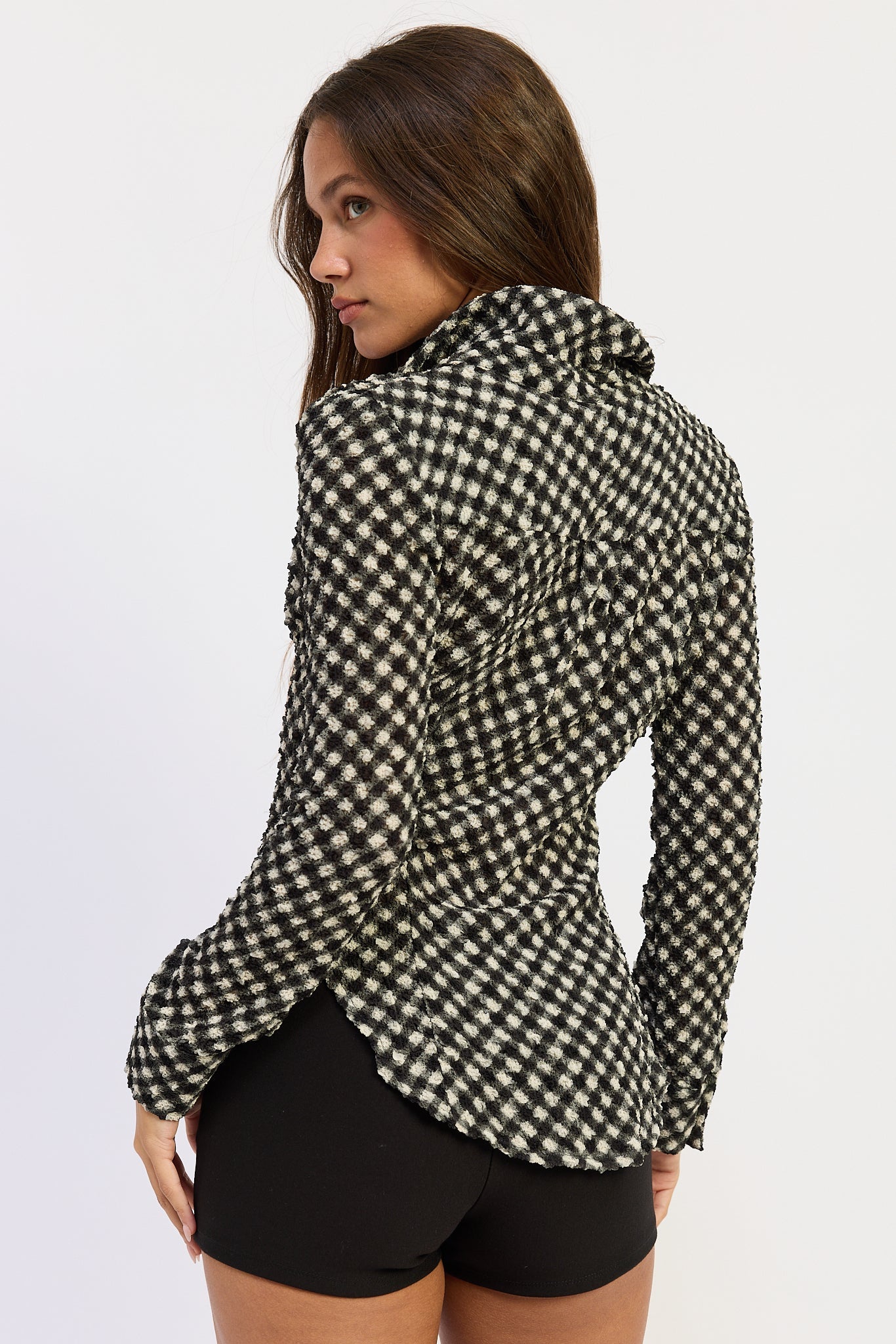 Emory Park Opaline Button up Top in Black Gingham view 3 - Button Top