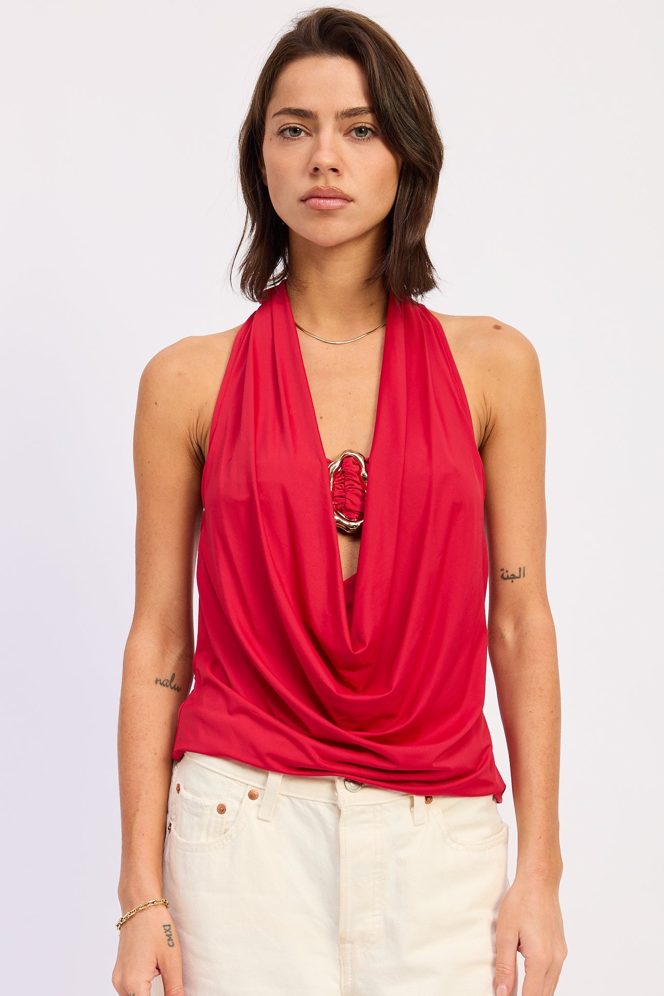 Emory Park Orelia Cowl Top in Red - Orelia Cozy Lace Up Boots