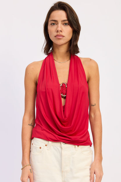 Emory Park Orelia Cowl Top in Red - Orelia Cozy Lace Up Boots