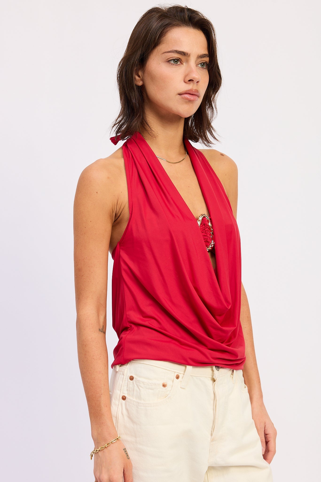 Emory Park Orelia Cowl Top in Red view 2 - Orelia Cozy Lace Up Boots