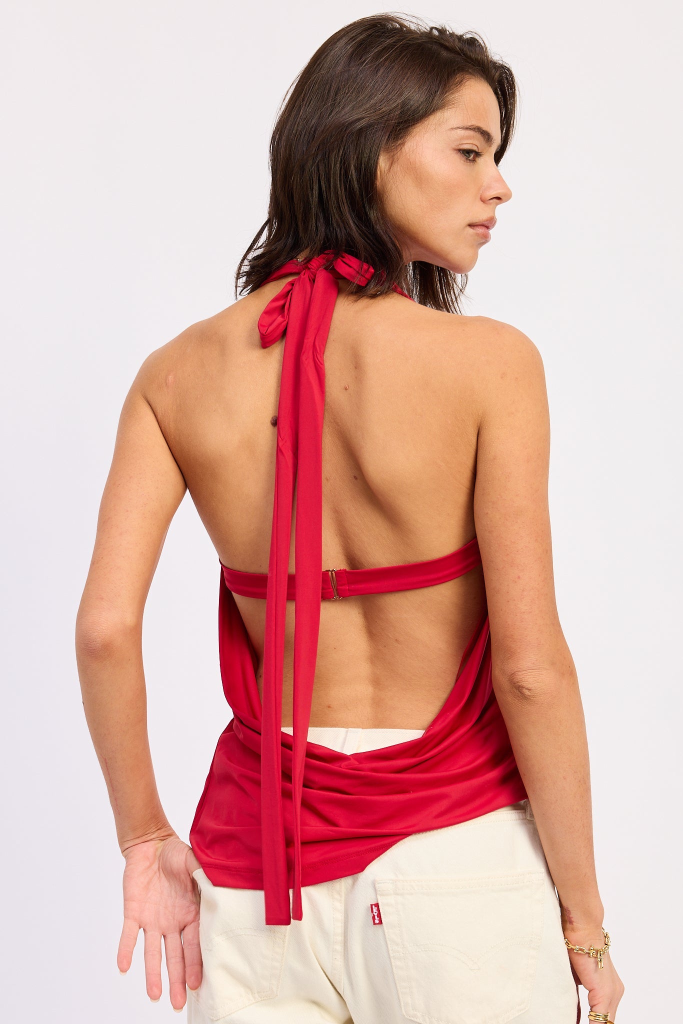 Emory Park Orelia Cowl Top in Red view 3 - Orelia Cozy Lace Up Boots