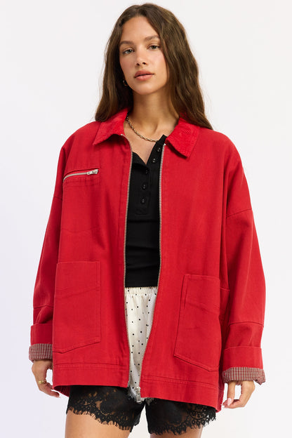 Emory Park Paislee Jacket in Red - Paisley Jacket (layer)