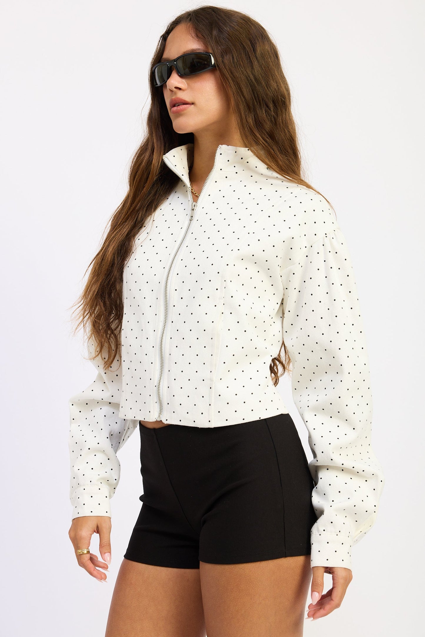 Emory Park Paris Jacket in Off White Black Polka Dot view 2 (layer)