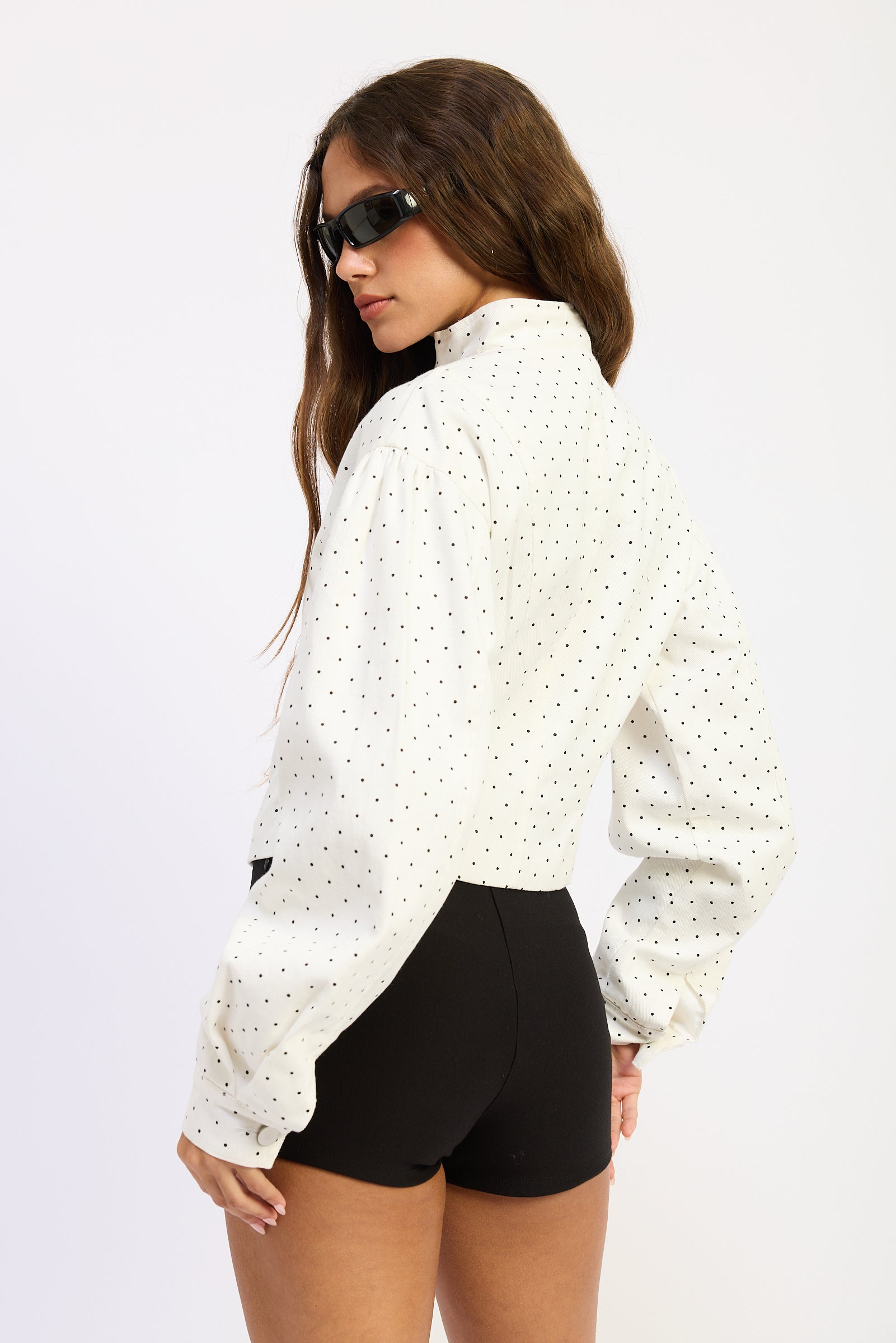 Emory Park Paris Jacket in Off White Black Polka Dot view 3 (layer)