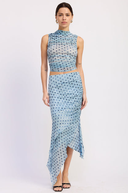 Emory Park Rhea Midi Skirt in Blue Polka Dot - Rhea Midi Dress