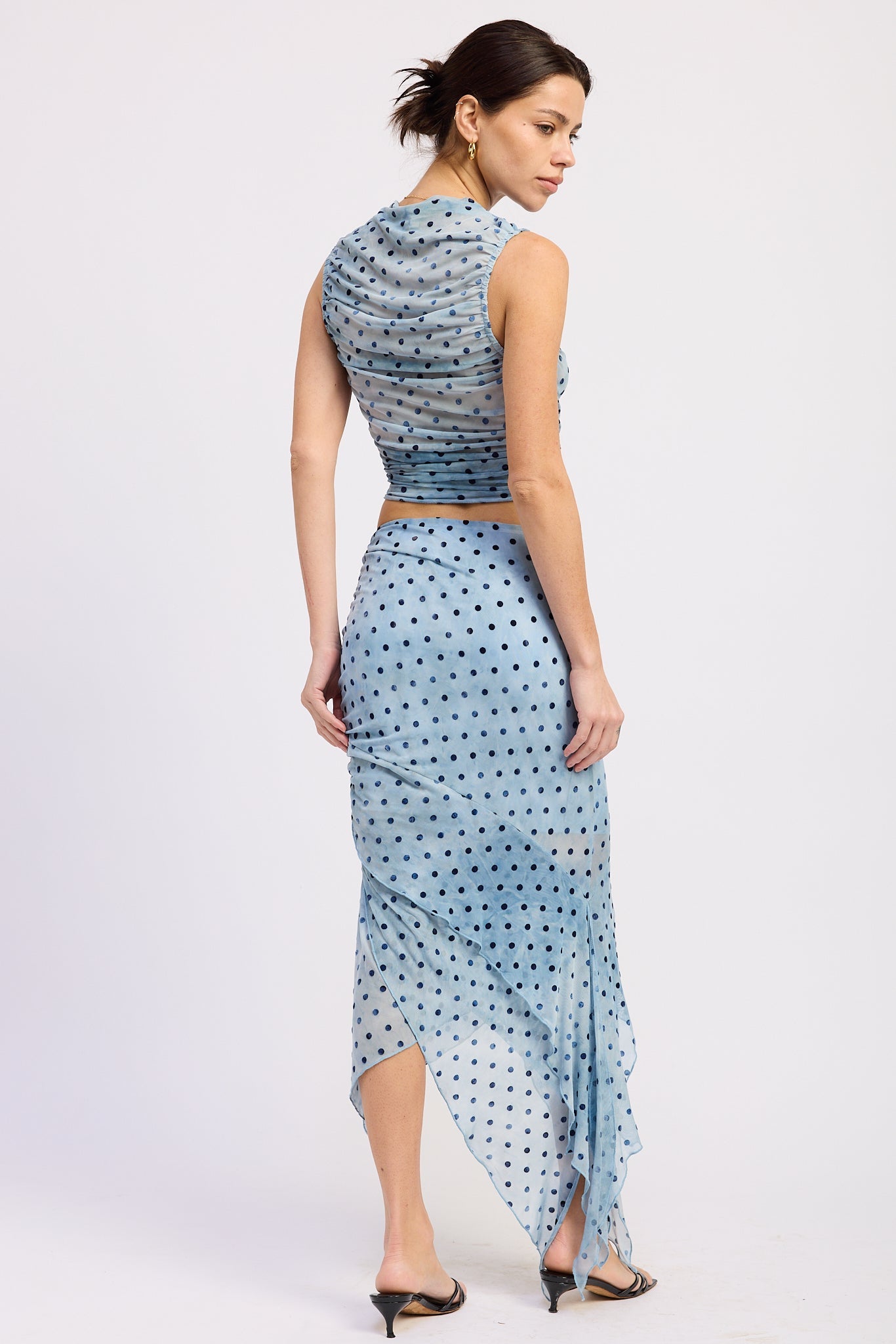 Emory Park Rhea Midi Skirt in Blue Polka Dot view 3 - Rhea Midi Dress