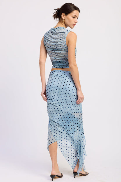 Emory Park Rhea Midi Skirt in Blue Polka Dot view 3 - Rhea Midi Dress