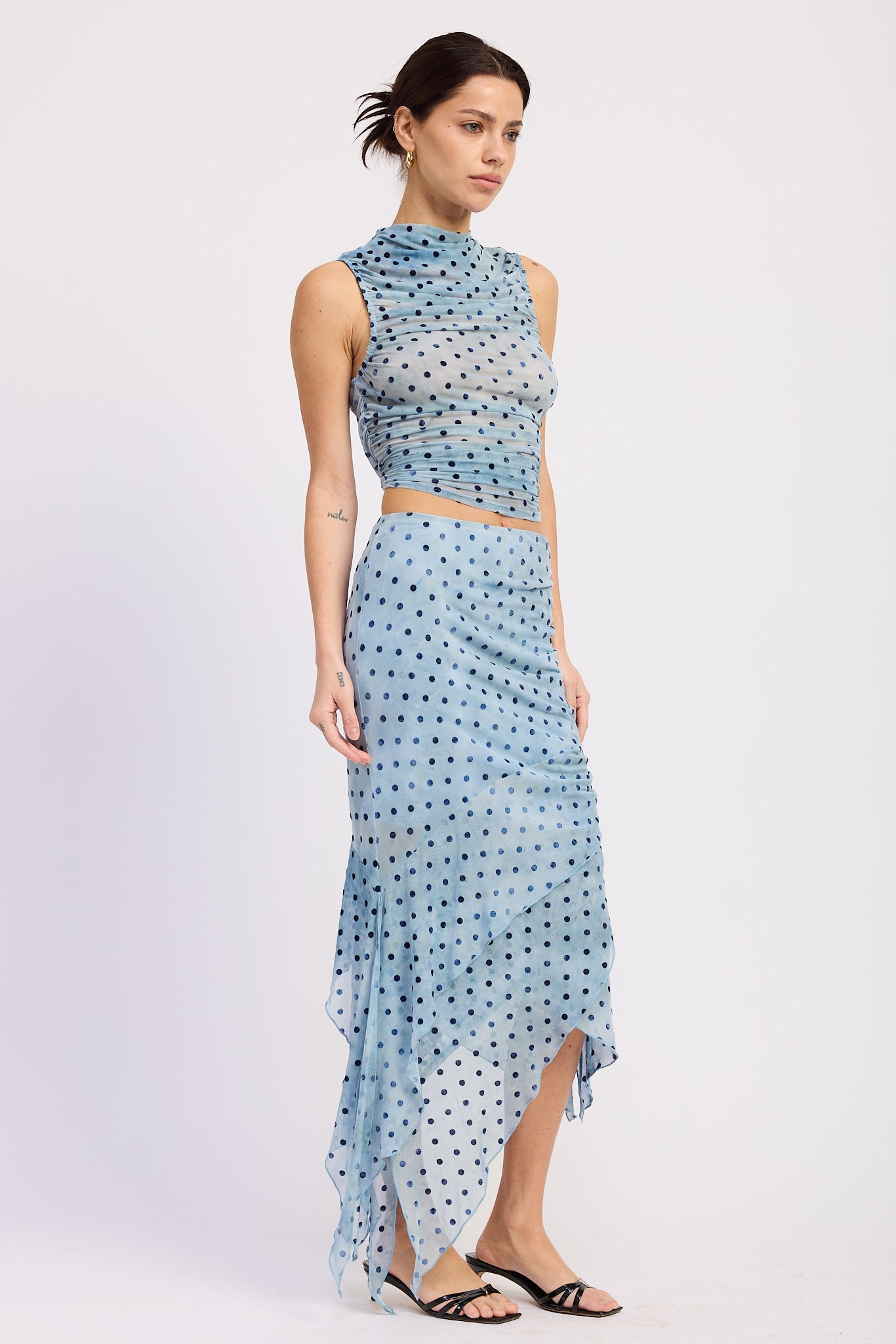 Emory Park Rhea Tank Top in Blue Polka Dot view 2 - Rhea Ripley Tank Top