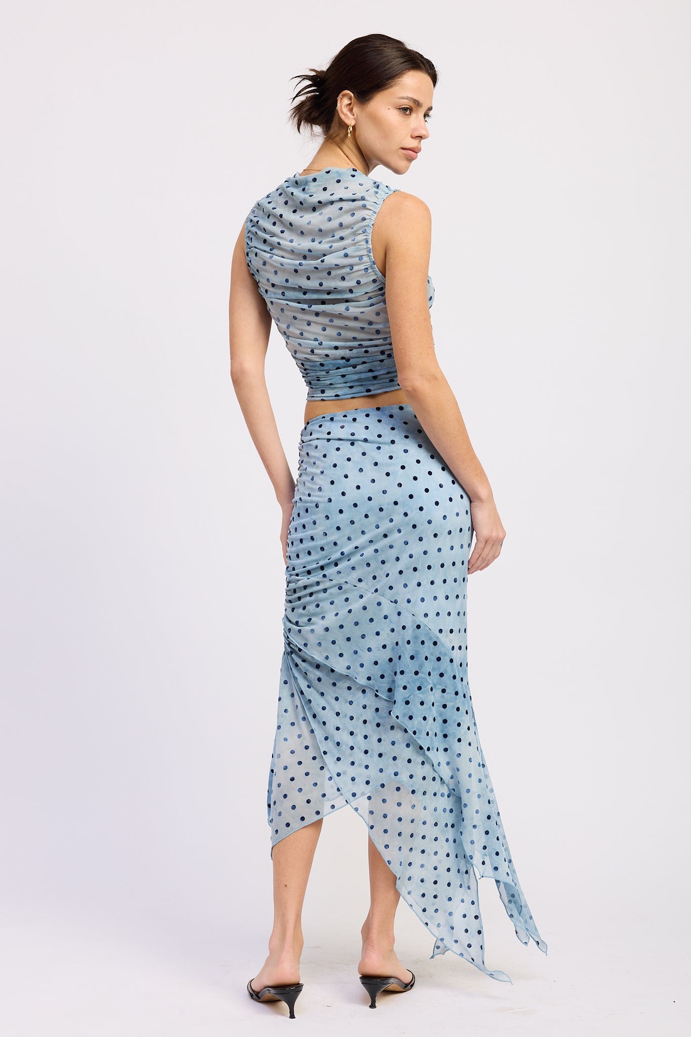 Emory Park Rhea Tank Top in Blue Polka Dot view 3 - Rhea Ripley Tank Top
