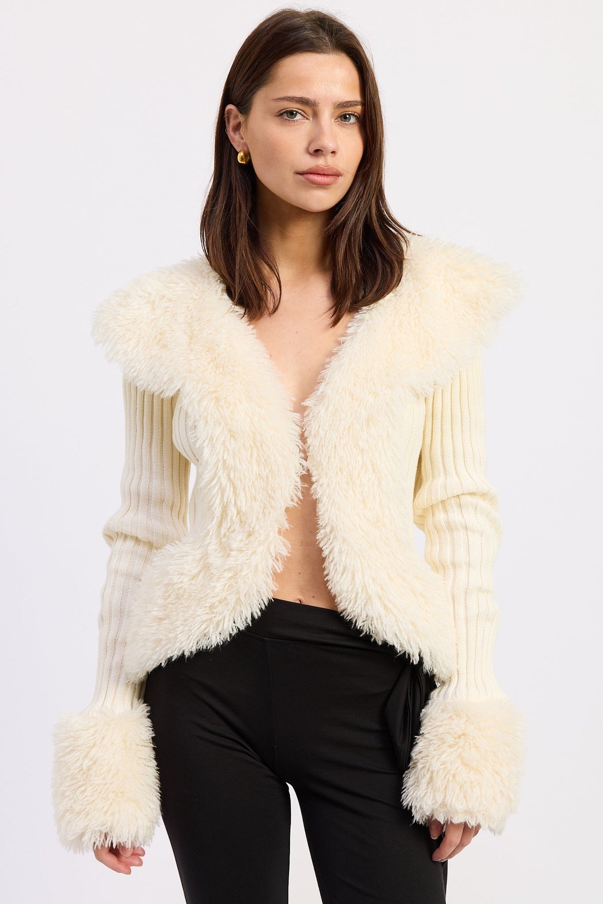 Emory Park Riva Cardigan Top in Off-White - Riva Cardigan Zip