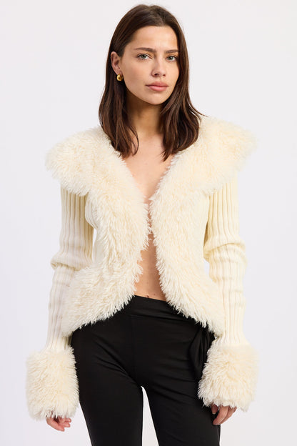 Emory Park Riva Cardigan Top in Off-White - Riva Cardigan Zip