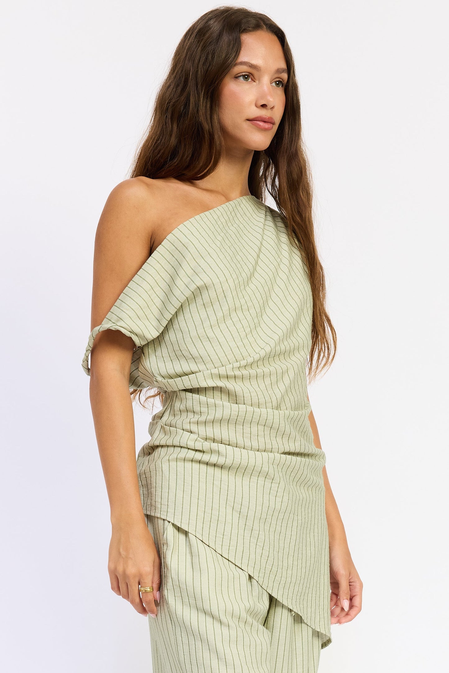 Emory Park Samara Top in Sage Stripe view 2 - Samara Top Pattern
