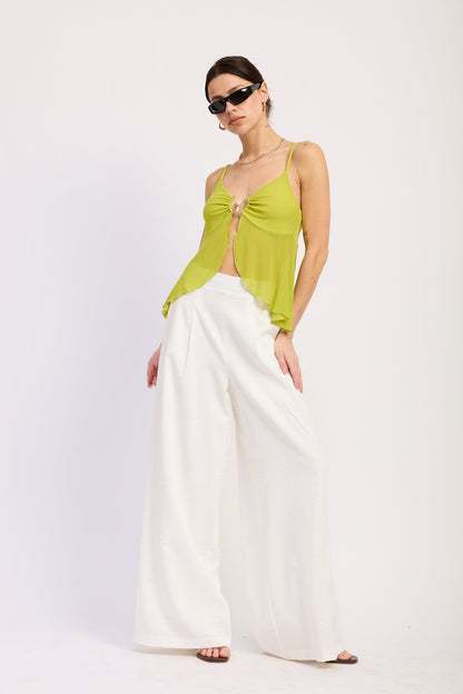 Emory Park Samira Mesh Top in Chartreuse view 5
