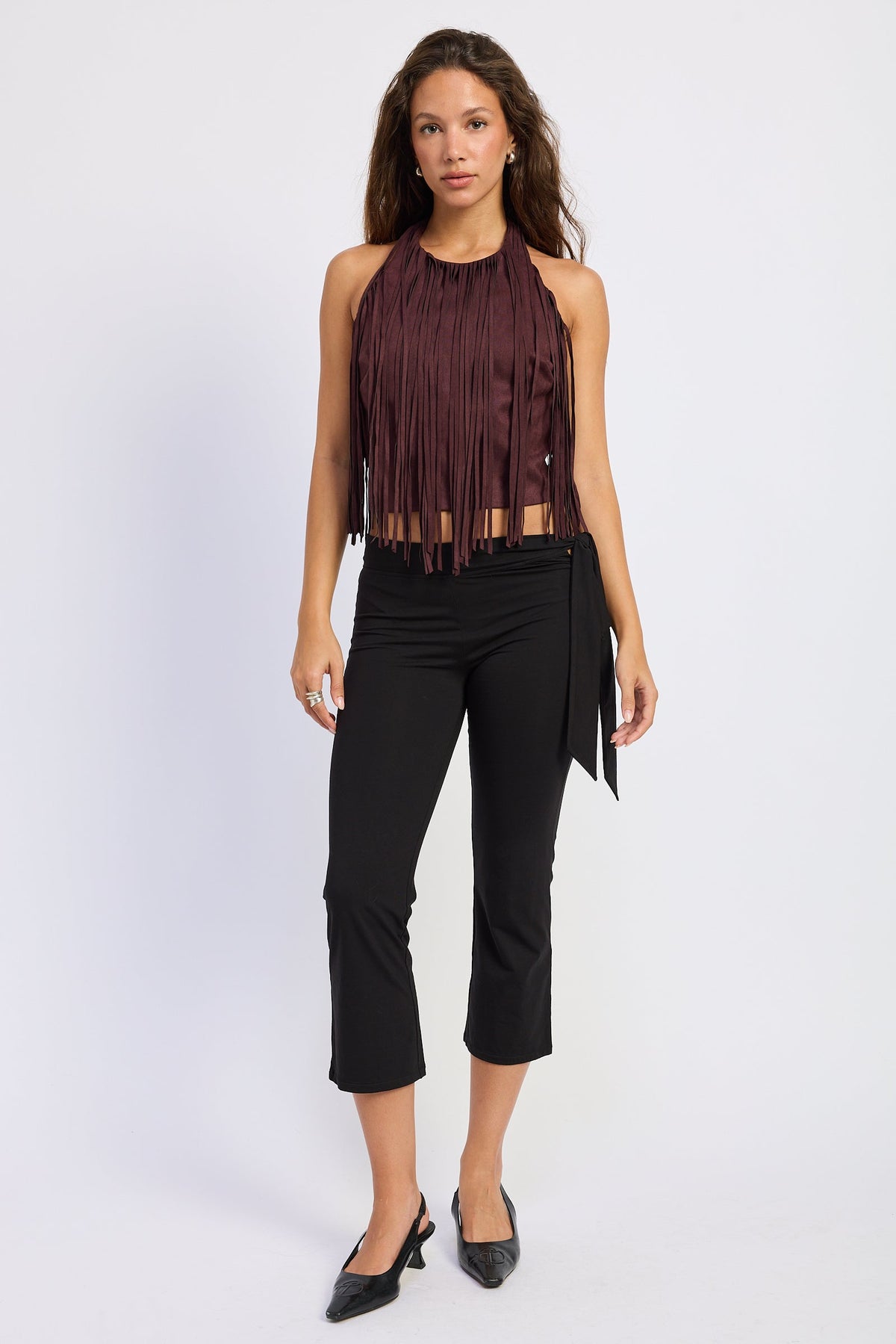 Emory Park Sasha Halter Neck Top view 4 - Sasha Halter Top Ruby