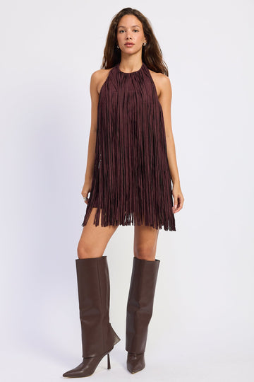 Emory Park Sasha Mini Dress in Black Cherry - Sasha Mini Dress Tiger Mist