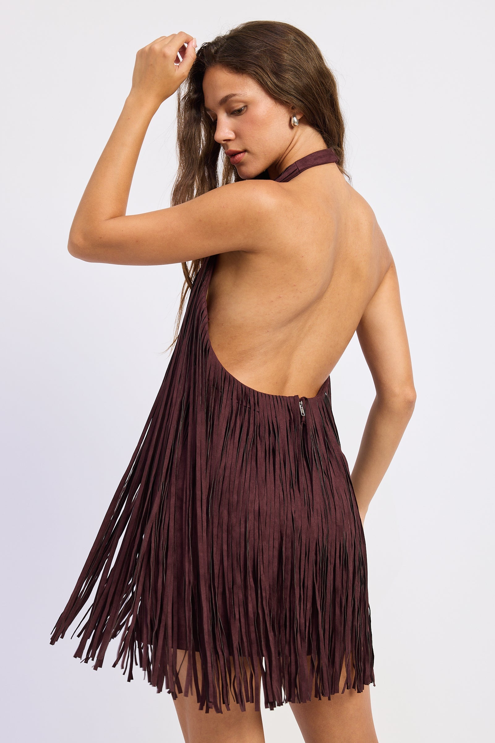 Emory Park Sasha Mini Dress in Black Cherry view 3 - Sasha Mini Dress Tiger Mist