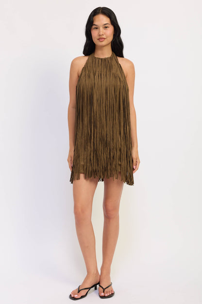 Emory Park Sasha Mini Dress in Olive view 4 - Sasha Mini Dress Tiger Mist