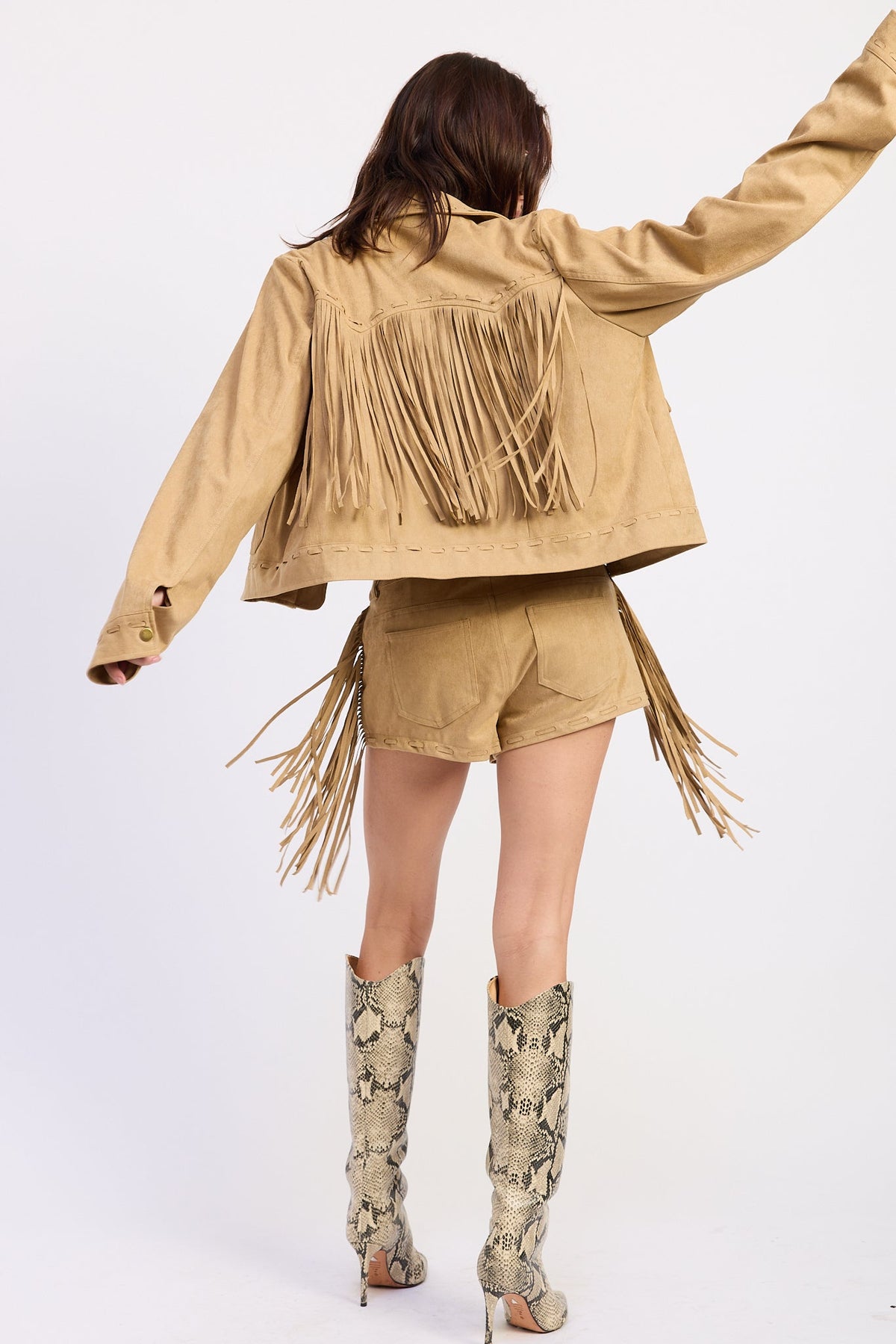 Emory Park Sasha Mini Shorts in Latte view 3 (bottom)