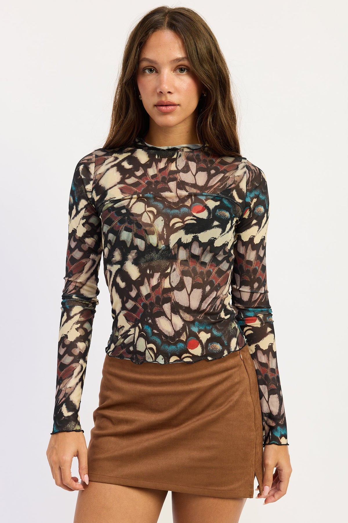 Emory Park Selena Top in Dark Brown Multi - Selena Top Hits