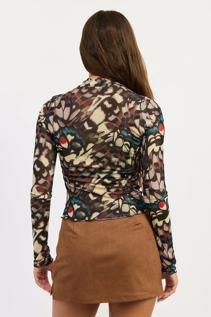 Emory Park Selena Top in Dark Brown Multi view 3 - Selena Top Hits
