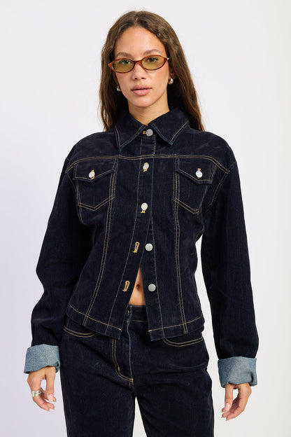 Emory Park Seralyn Jacket in Dark Blue (layer)