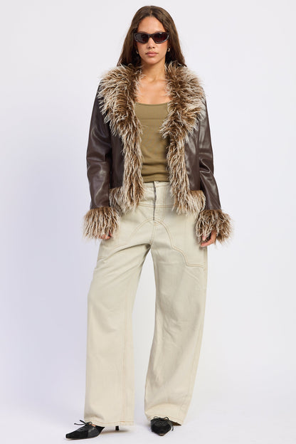 Emory Park Soraya Fur Jacket in Brown view 5 - Sorayama Jacket (layer)