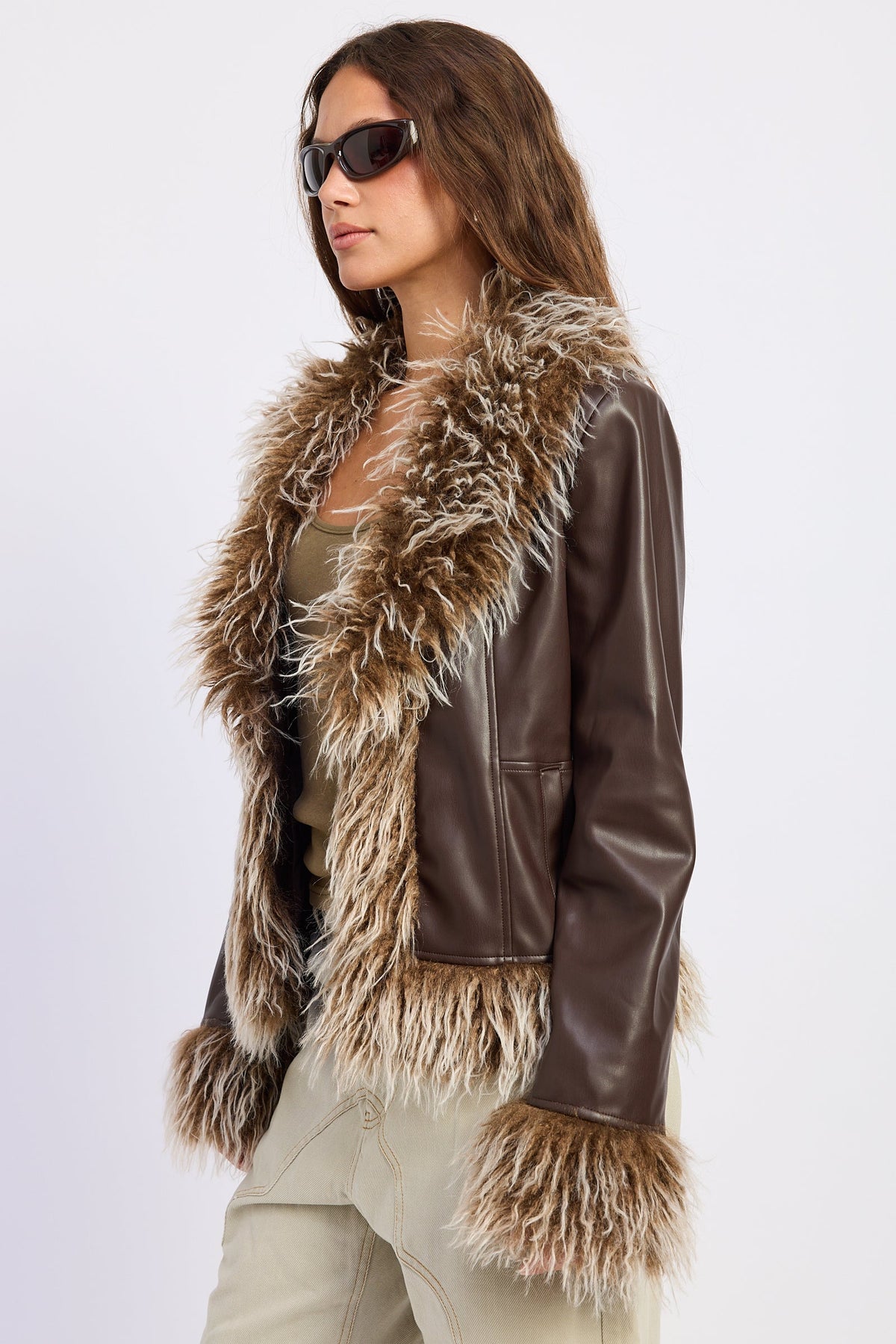 Emory Park Soraya Fur Jacket in Brown view 6 - Sorayama Jacket (layer)