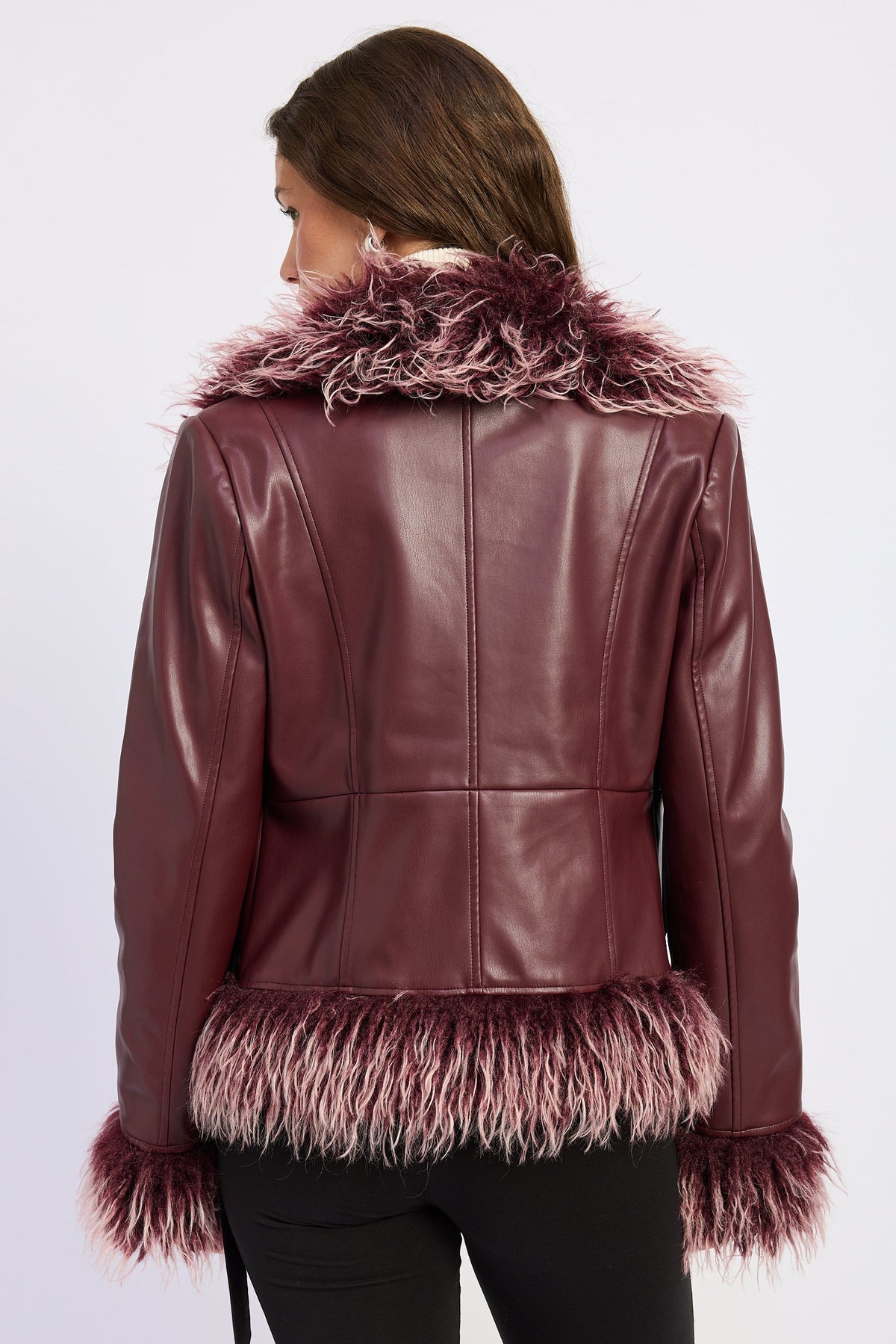 Emory Park Soraya Fur Jacket in Burgundy view 3 - Sorayama Jacket (layer)