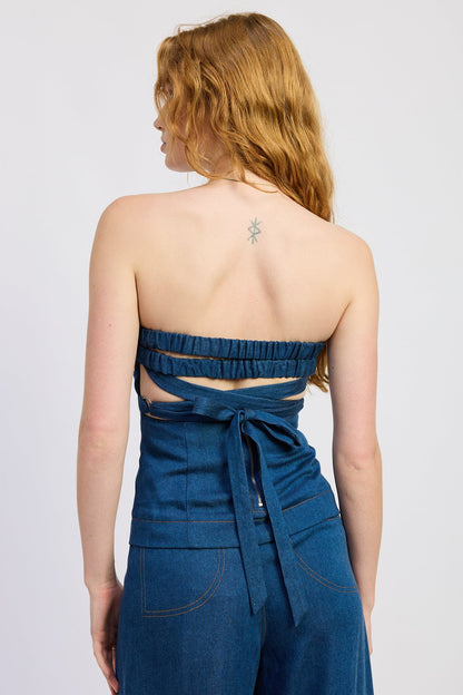 Emory Park Starla Tube Top in Med Blue view 3