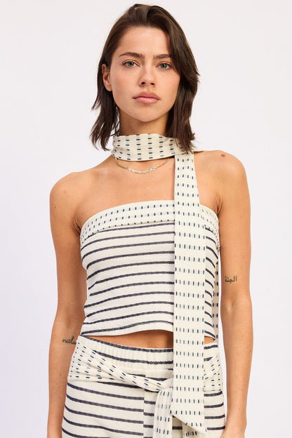 Emory Park Stria Tube Top in Ivory Stripe - Striped Tube Top Womens
