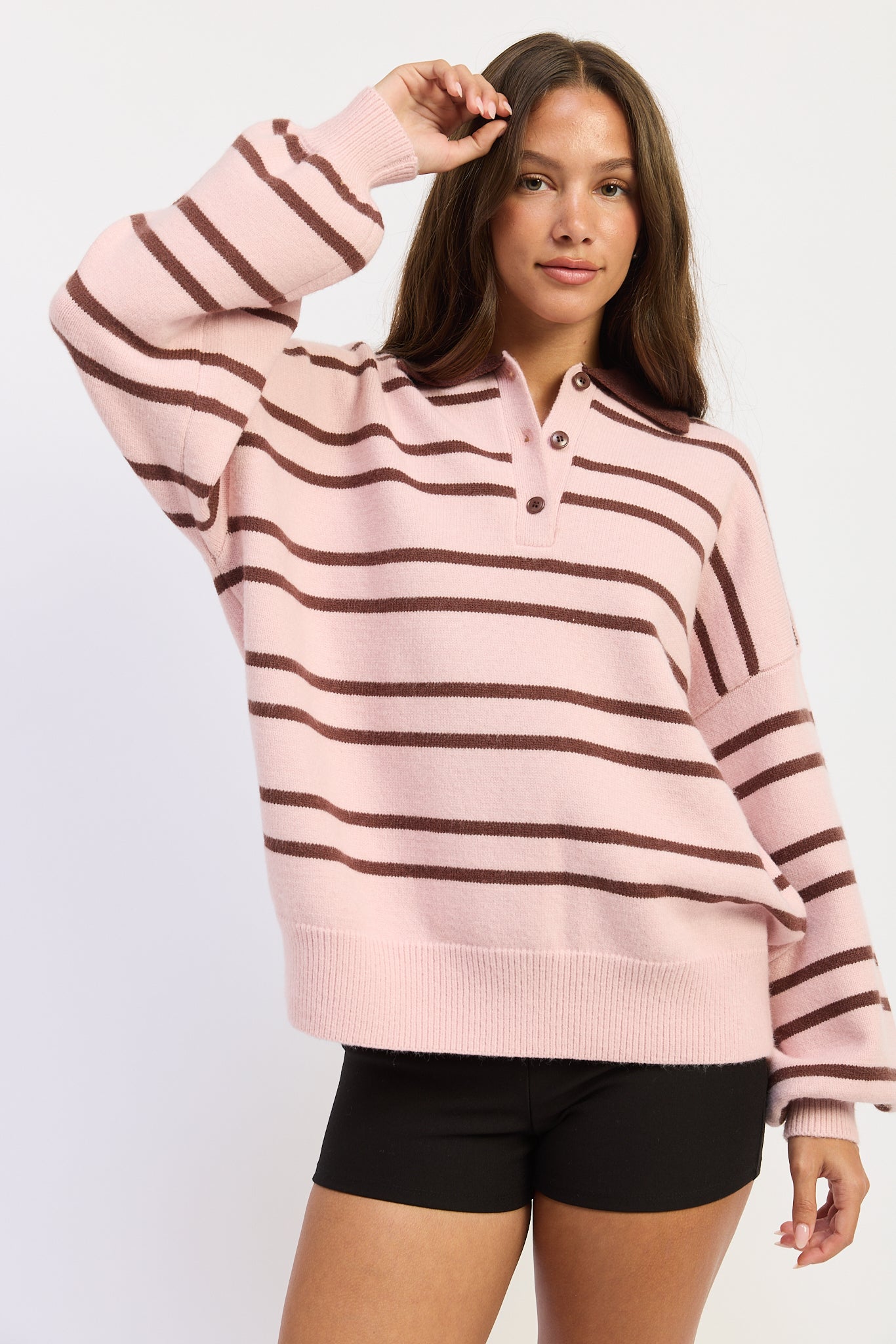 Emory Park Sydney Sweater in Pink Brown view 5 - Staud Sidney Sweater (top)