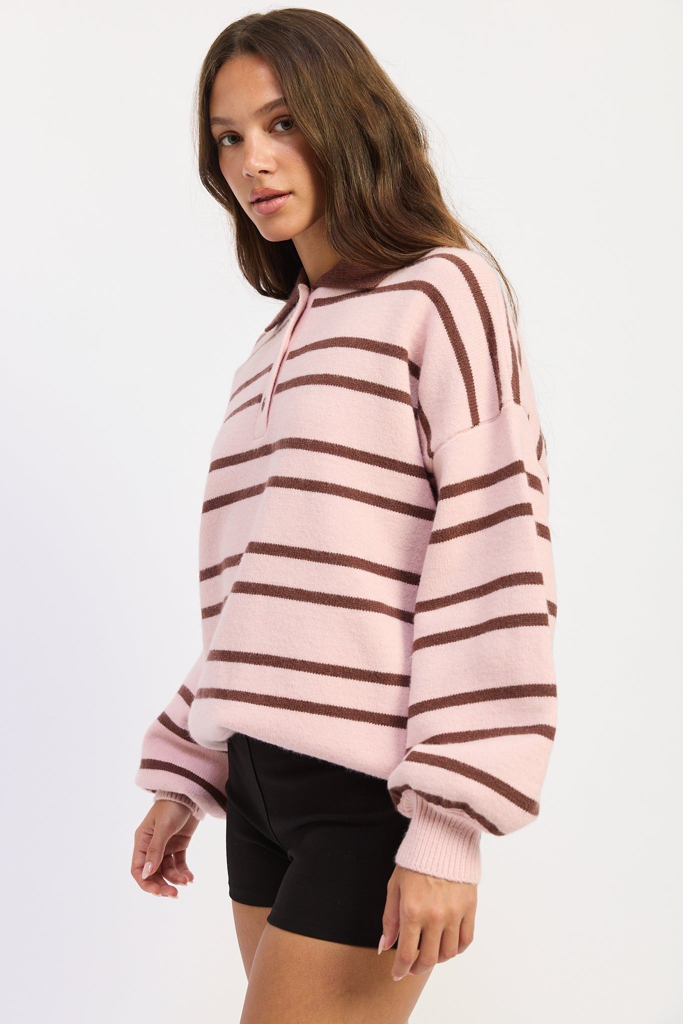 Emory Park Sydney Sweater in Pink Brown view 6 - Staud Sidney Sweater (top)